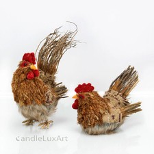 Natur Ast Jutte Set Huhn Hahn