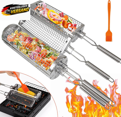 Grillkorb set aus edelstahl - set,