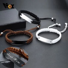 Armband geflochten mit Edelstahl - mit Gravur - personalisiert - 17 - 29 cm