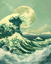 Green Ocean Wave Wandbild -