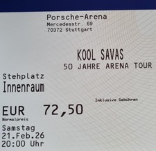 Tickets KOOL SAVAS Stuttgart 21.02.26 Innenraum Stehplatz Eintrittskarten