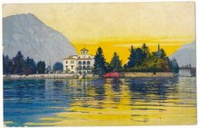 AK Litho Lugano Lago Melide romantisch Farben gel. Berlin 1916 TOP