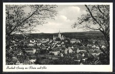Sinzig an Rhein und Ahr, Teilansicht mit Kirche, Ansichtskarte 1954 