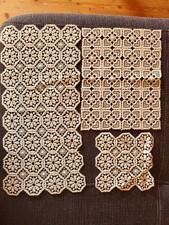 3 Zierdeckchen Spitzendeckchen rechteckig