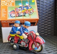 Blechspielzeug -Motorrad mit 2 Personen-Polizei- Frikrion neuw.  Kl-Lagerspur+UM