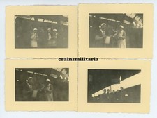 4x Orig. Foto Soldaten DRK Schwester am Bahnhof KARLSRUHE Hbf. Schild Heilbronn