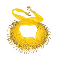 Bauchtanz Hüfttuch Gelb Oriental Belly Dance Perlen Glöckchen Kostüm Gürtel