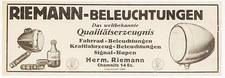 CHEMNITZ, Werbung 1929, RIEMANN-Beleuchtungen Fahrrad-Kraftfahrzeug Auto Lampen