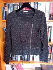 Promod Strickjacke Strick Jacke Schwarz mit "Knubbeln" Größe 40