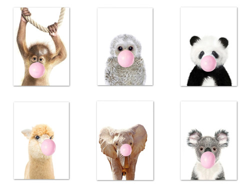 Poster kinder tiere mit rosa - kinder,