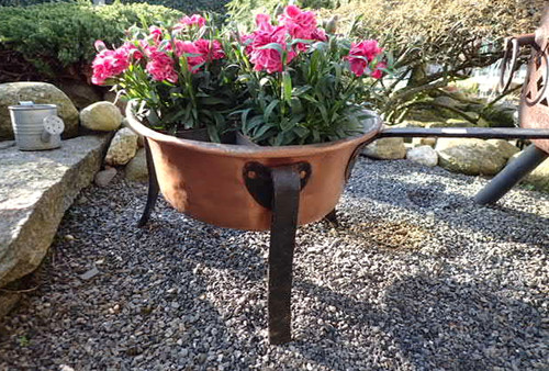 Alter kupfer topf mit beine - alter, 3