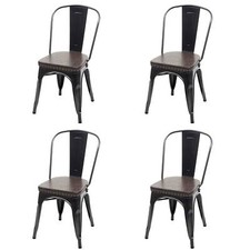 B-Ware 4er-Set Esszimmerstuhl MCW-H10e, Chesterfield Industrial, schwarz-braun