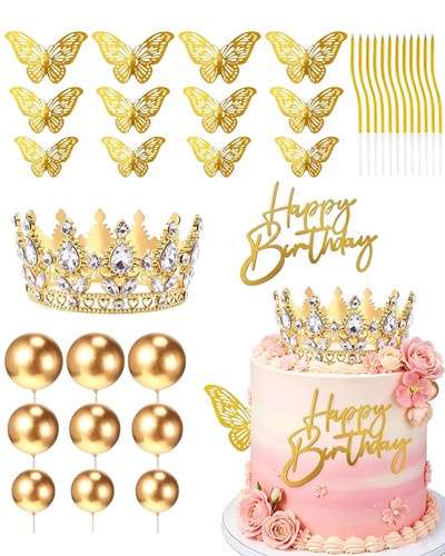 Tortendeko set krone gold - set,