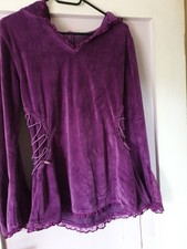 chapati damen Samtoberteil Neu Mit Spitze Raffung Und Langer Zipfel Kaputze