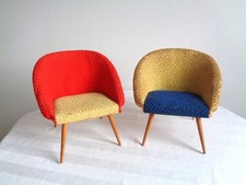 Lounge Sessel für Puppenhaus, Puppen-Sitzmöbel, Mid century style