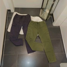 Neu set Thermohose 152 158 fleece warm Cargohose baumwolle grün grau TopZustand