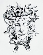 Haupt der Medusa  1983 Tusche