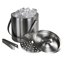 Edelstahl Eiswürfelbehälter 3 Liter Doppelwandig Eiswürfelkühler Isoliert