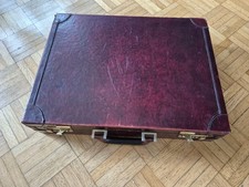 Klassischer Leder Aktenkoffer bordeauxrot 44 x 34 x 10 cm
