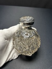 Jugendstil Parfümflakon Kristallglas Silberrand Birmingham 1909