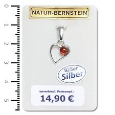 100% Naturbernstein Bernstein Herz Anhänger Kettenanhänger 925er Silber 90613c