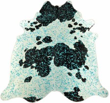 KUHFELL STIERFELL SCHWARZ WEISS HELLBLAU TÜKIS DEVORE 260 x 220 cm  XXL