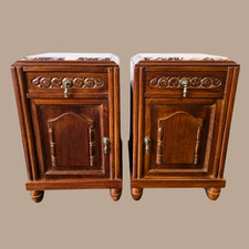 2 antike Nachttische Nachtschränkchen Jugendstil Marmor Teil eines Ensemble 1910