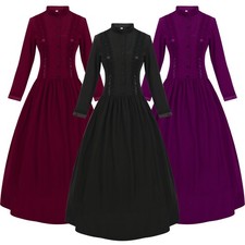 Halloween Mittelalterliches Punk Stehkragen Kleid Vintage Gothic Kostüm Cosplay