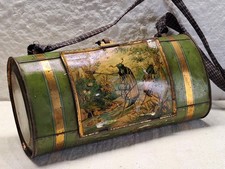 Antike kl. Jugendstil-Botanisiertrommel/Blechdose verziert Maikäfer um 1910