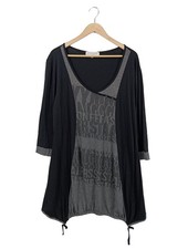 JOACHIM BOSSE Tunikabluse Damen Bluse Gr. DE 46 hellgrau-schwarz Casual-Look