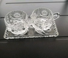 Milch und Zuckerset Vintage Tablett Bleikristall