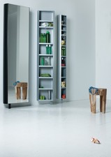 MULTI TUBE M Drehschrank - 8 Böden, 7 verstellbar - Alu silber