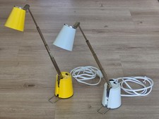 Set 2x Eichhoff Lampette Teleskoplampe Tischleuchte Gelb und Weiß, 60er Vintage