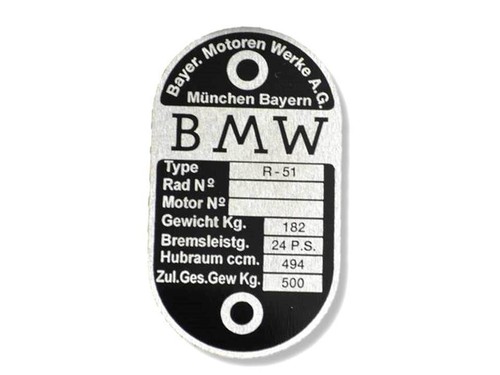 Bmw r51 typenschild - bmw, id