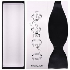 TigerTie Selbstbinder Seidenfliege in schwarz Uni - Querbinder 100% Seide + Box