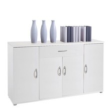 Kommode - weiß - 4 Türen - 118 cm Sideboard Anrichte Beistellschrank