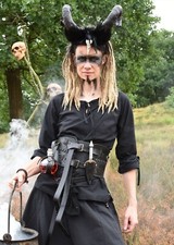 Battle-Merchant Mittelalter Bluse Birga m 3/4 Arm, schwarz Wikinger Damen Kostüm