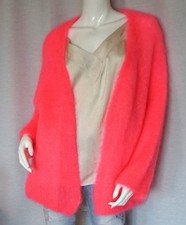Grobstrick Jacke Cardigan Strickjacke Mohair Neon Lachs Koralle 36,38,40,42 Neu