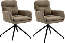 #Lage181 2x Esszimmerstuhl Somers Stoff braun Stuhl Drehstuhl Polsterstuhl Set