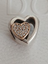 Original  Pandora Element, Herz,bicolor, pavée, Zirkonia, 585er Gold, retired 