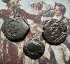 3 Piraten Münzen. Kolonial