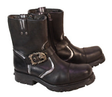 New Rock Biker Boots Herren Leder schwarz Gr. 43 Motorradstiefel Schnallen SH717