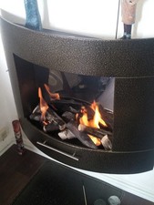 Bioethanol Wandkamin in Messingoptik gebürstet