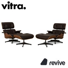 Vitra Eames Lounge Set 2x Chair inkl. Ottoman Leder Sessel Dunkelbraun manuelle