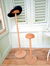 2 alte Hutständer Holz natur gedrechselt 95 u. 52cm hoch