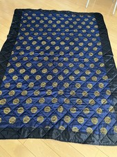 2 Stück Tagesdecken, glänzend, Satin, Bettüberwurf, Überwurf,  blau-goldfarben