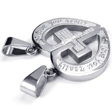 Partnerkette Puzzle Herz Kreuz