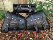 Leder Motorrad Satteltaschen 3 Seitentaschen Packtaschen Kombipack 3 echt sch...