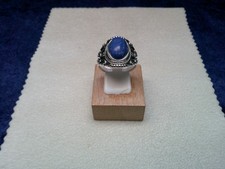 Modischer, Lapislazuliblau-Solitär, silberfarben, neu, Gr. 19 mm, Stein 14x 9 mm