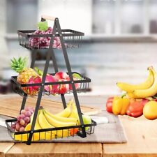 3-stufiger Obst- & Gemüsekorb Ständer mit Griff - elegantes Esszimmer Aufbewahrungsregal
